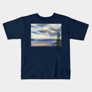 Mist on the Lake Before Dawn Kids T-Shirt